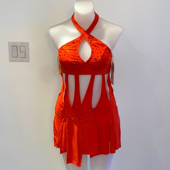 NWT* Orange & Cream Sparkle Fringe Dress - Picture 1 of 8